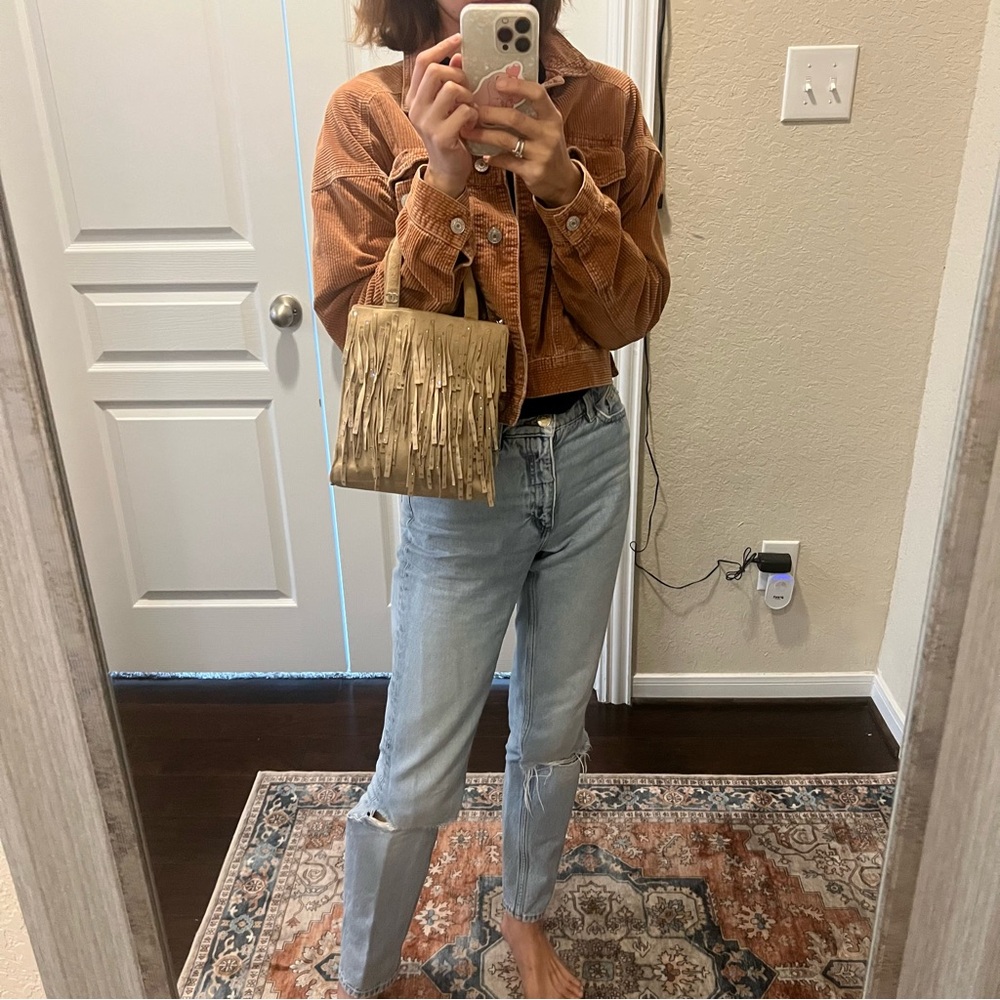 CHANEL Vintage Suede Fringe Rhinestone Mini Tote CC Logo - Picture 6 of 16